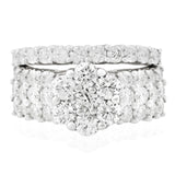 14K White Gold 3.70ct Cluster Diamond Engagement Ring Set