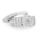 14K White Gold 3.70ct Cluster Diamond Engagement Ring Set