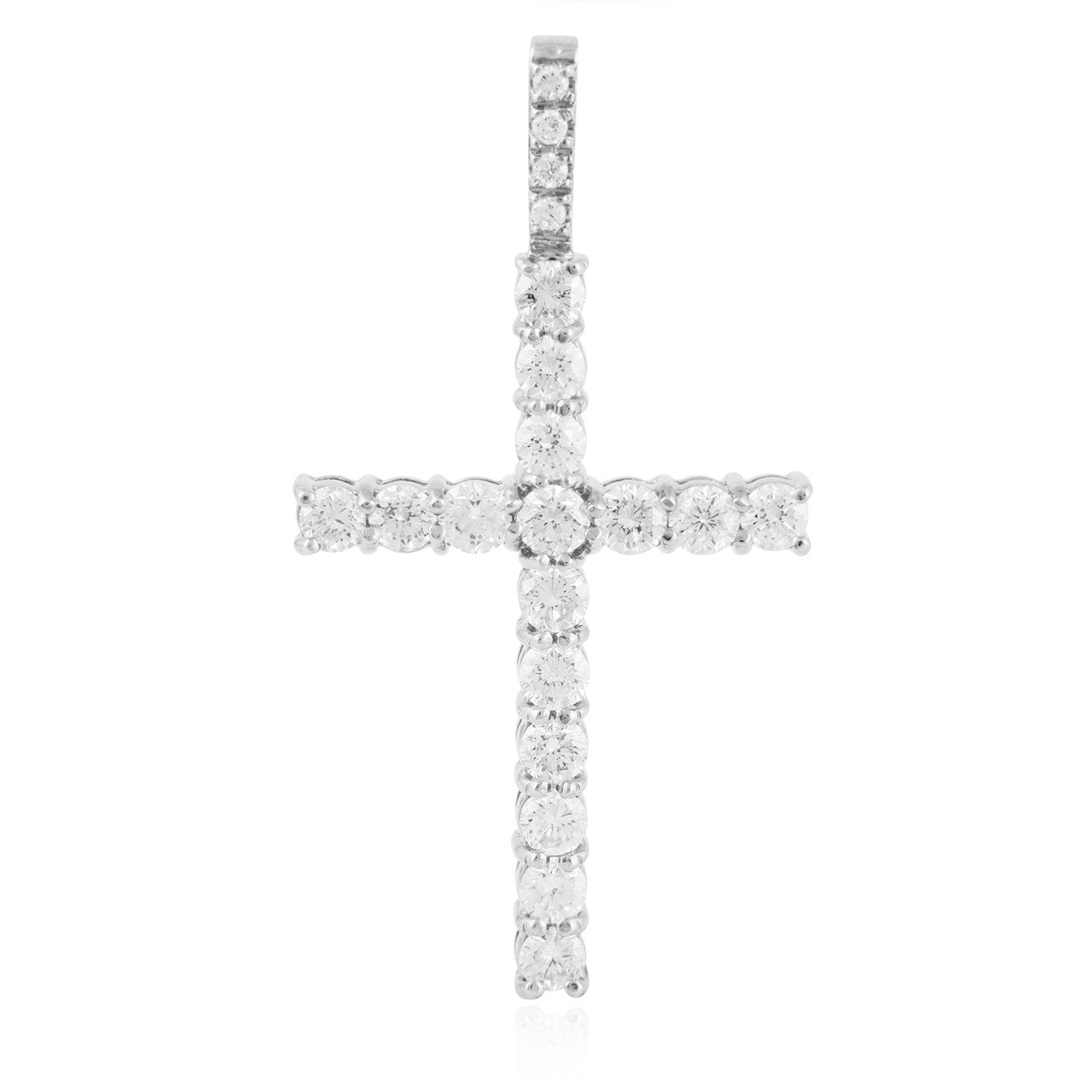 14k White Gold 7ct Diamond Cross Pendant