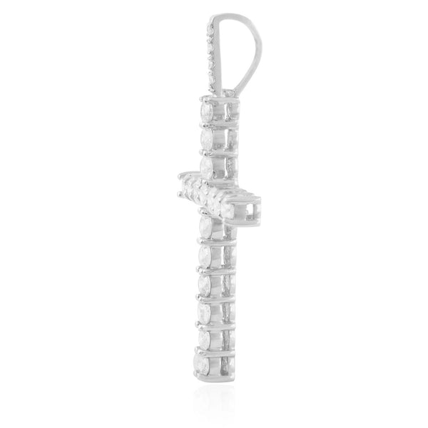 14k White Gold 7ct Diamond Cross Pendant