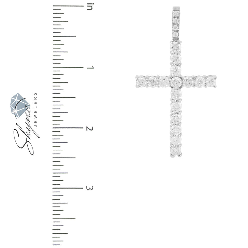 14k White Gold 7ct Diamond Cross Pendant