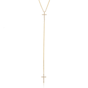 14k Yellow Gold 0.11ct Micro Cross Necklace