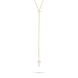 14k Yellow Gold 0.11ct Micro Cross Necklace