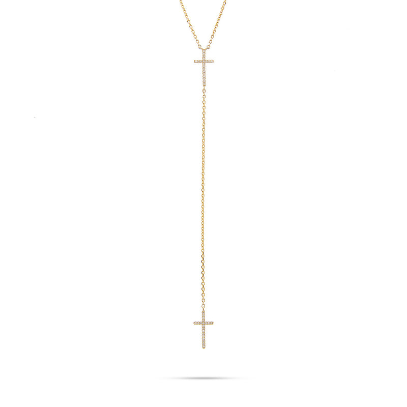 14k Yellow Gold 0.11ct Micro Cross Necklace