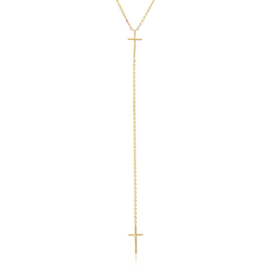 14k Yellow Gold 0.11ct Micro Cross Necklace