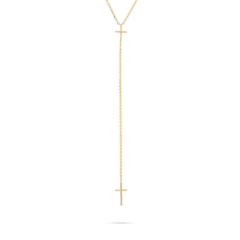 14k Yellow Gold 0.11ct Micro Cross Necklace
