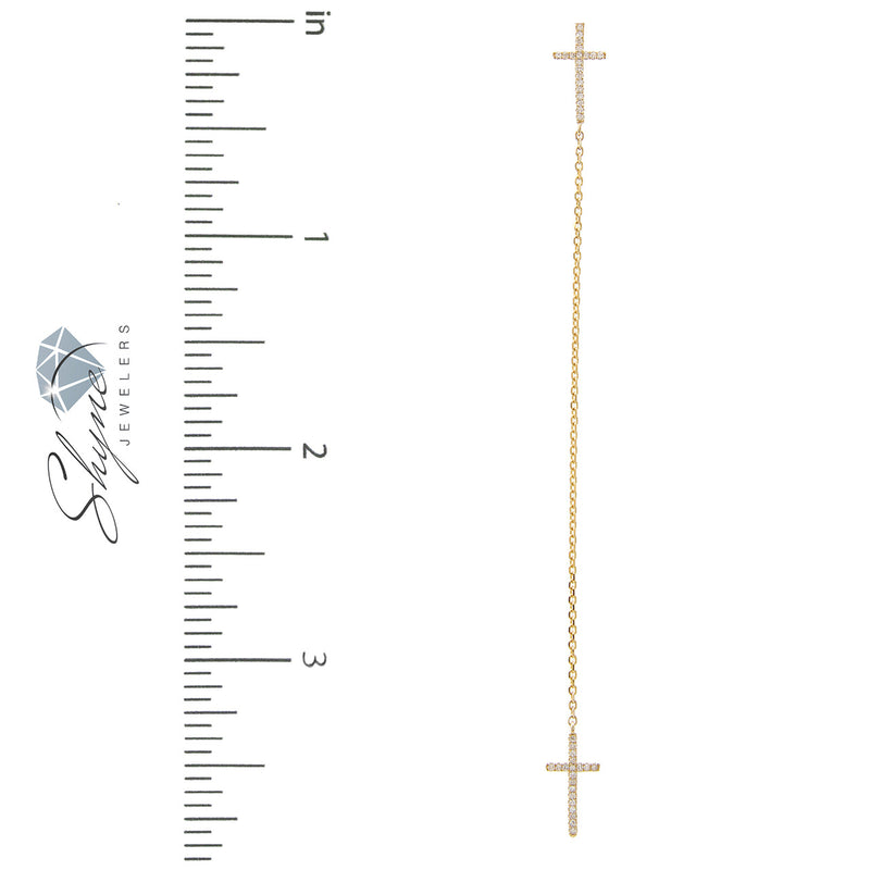 14k Yellow Gold 0.11ct Micro Cross Necklace