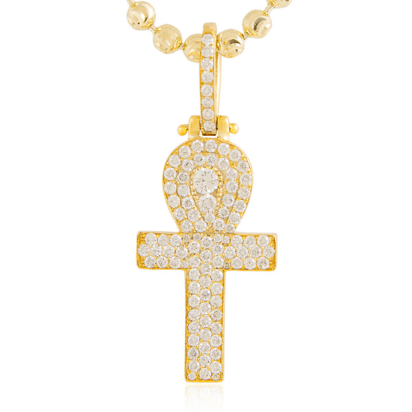 14k Yellow Gold 1.9ct Micro Ankh Pendant