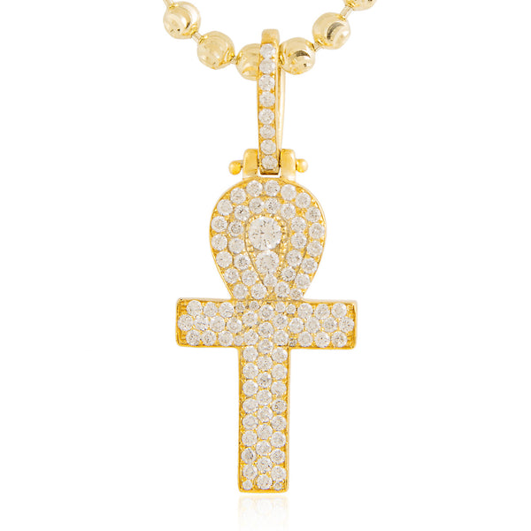 14k Yellow Gold 1.9ct Micro Ankh Pendant