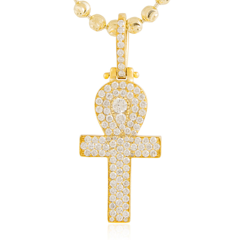 14k Yellow Gold 1.9ct Micro Ankh Pendant