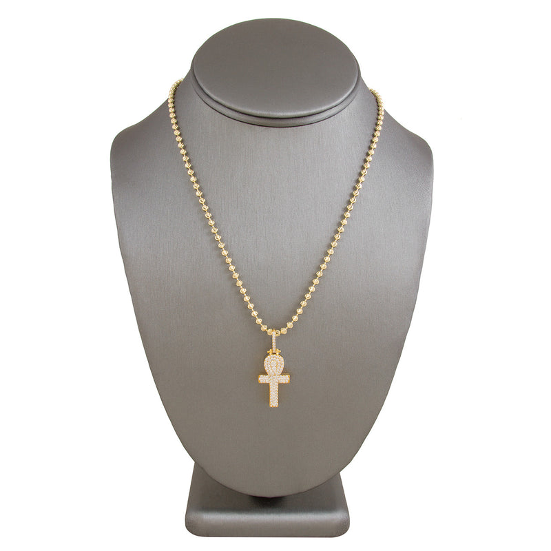 14k Yellow Gold 1.9ct Micro Ankh Pendant