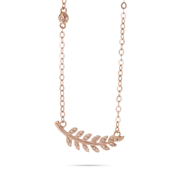 14K Rose Gold 0.20ct Diamond Leaf Necklace