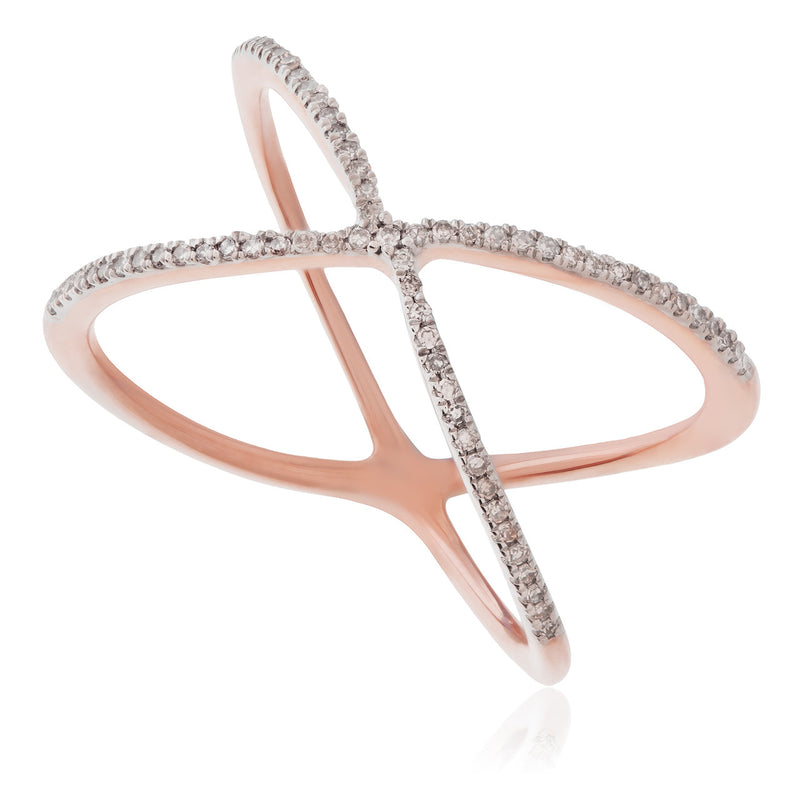 14K Rose Gold .15ct Diamond Criss Cross Ring