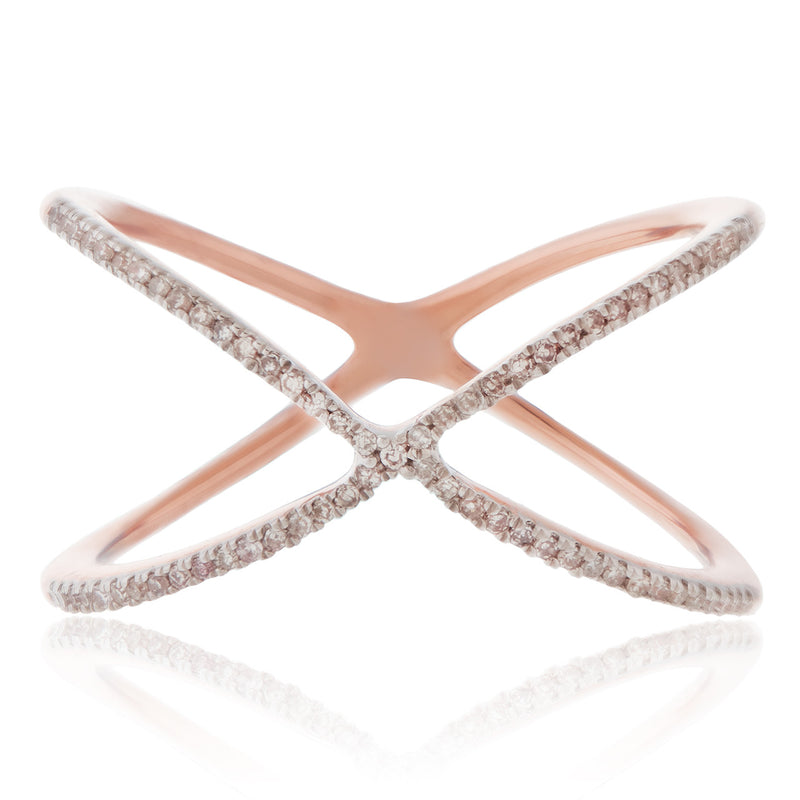 14K Rose Gold .15ct Diamond Criss Cross Ring