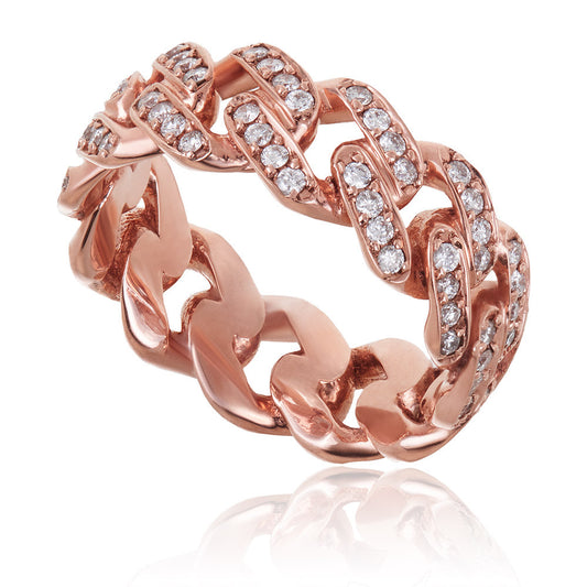 10k Rose Gold 5mm Diamond Cuban Ring