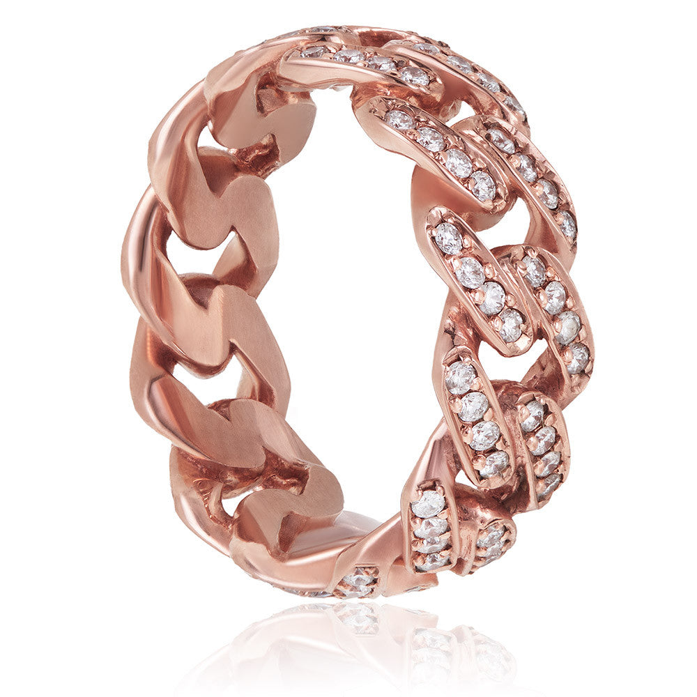 10k Rose Gold 5mm Diamond Cuban Ring