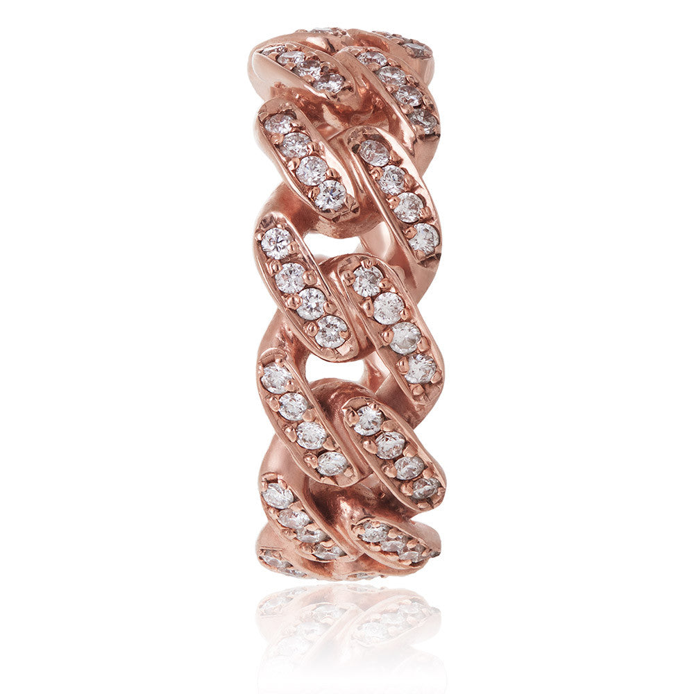 10k Rose Gold 5mm Diamond Cuban Ring