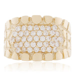 14k Yellow Gold White Sapphire Textured Ring