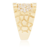 14k Yellow Gold White Sapphire Textured Ring