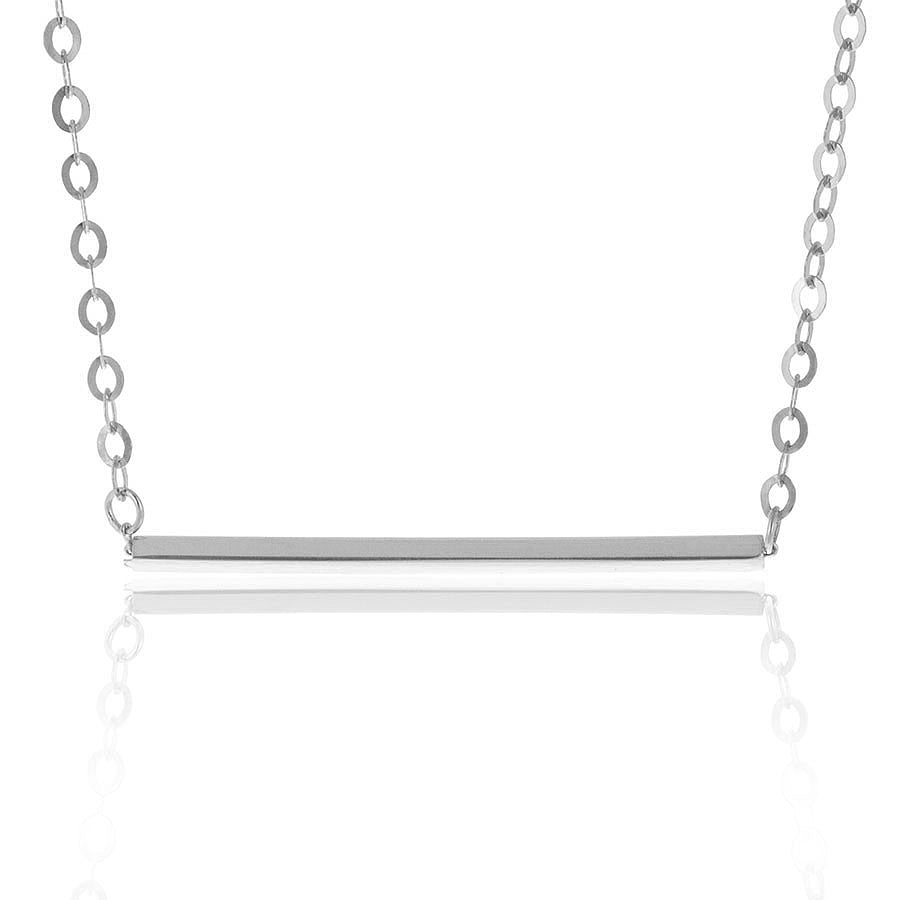 14k White Gold Bar Necklace