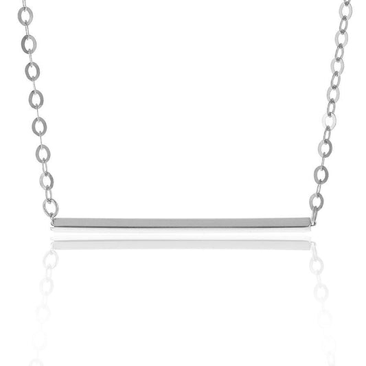 14k White Gold Bar Necklace