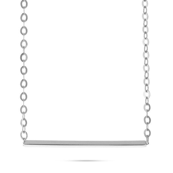 14k White Gold Bar Necklace