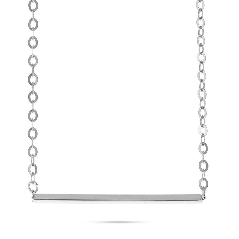 14k White Gold Bar Necklace