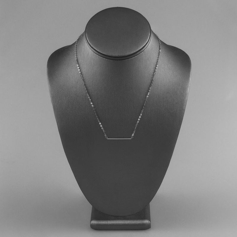14k White Gold Bar Necklace