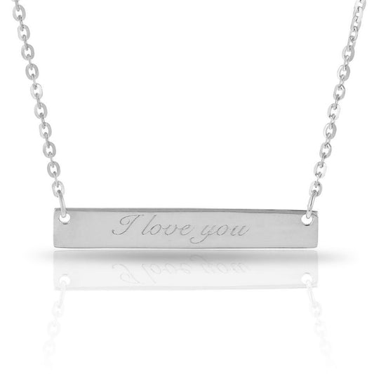 14K Gold Engravable Bar Necklace