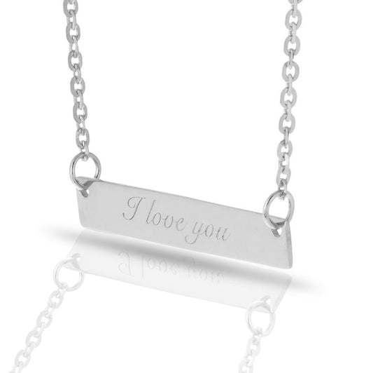 14K Gold Engravable Bar Necklace