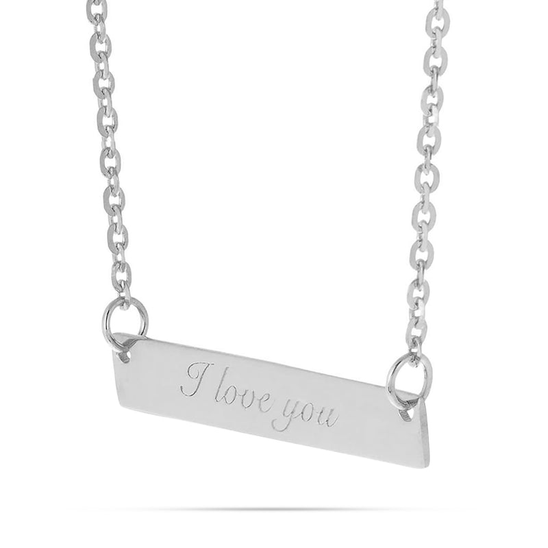 14K Gold Engravable Bar Necklace