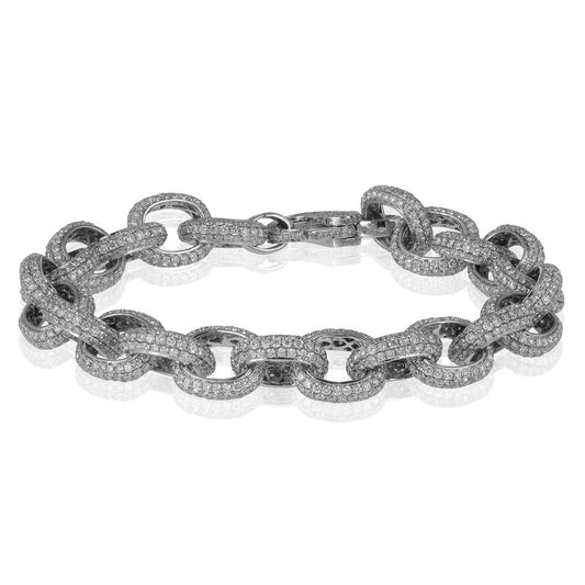 14k White Gold Custom Diamond Link Bracelet