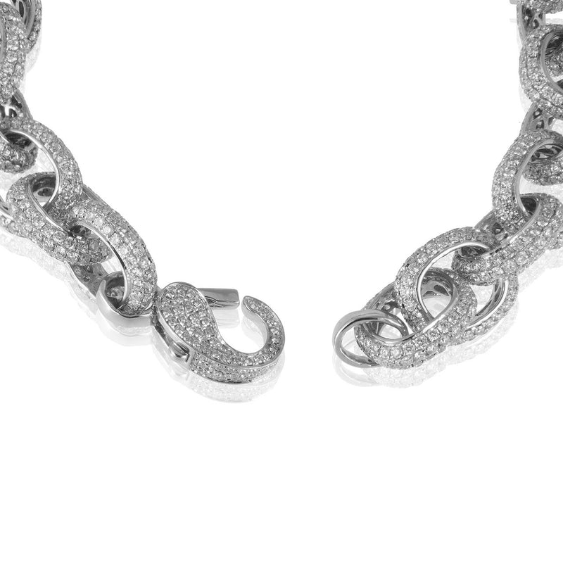 14k White Gold Custom Diamond Link Bracelet