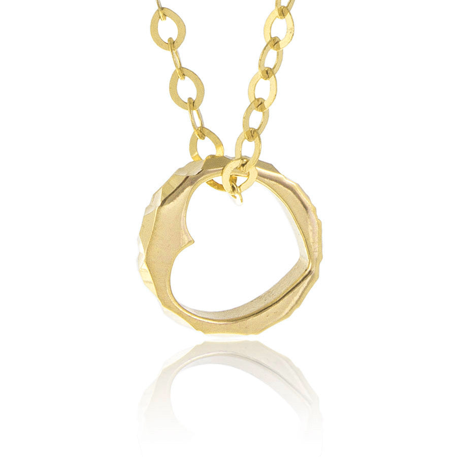 14k Yellow Gold Heart Ring Necklace