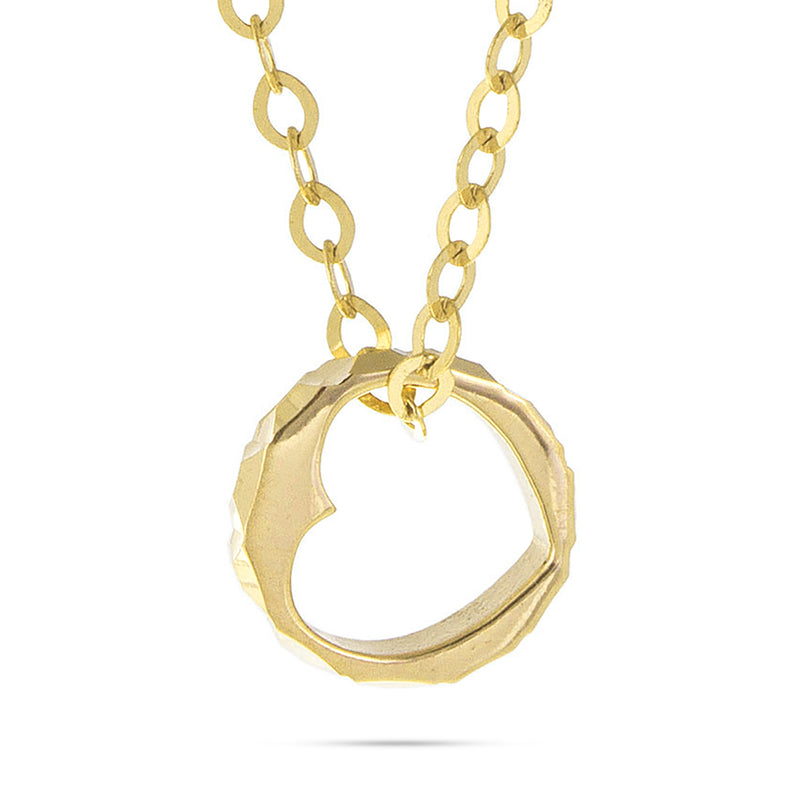 14k Yellow Gold Heart Ring Necklace