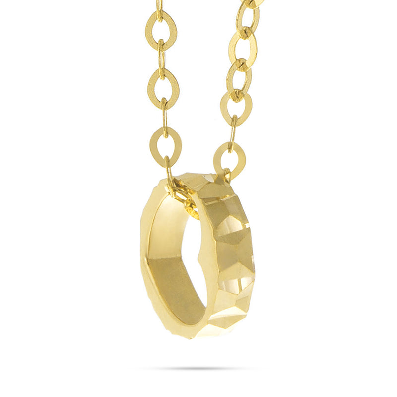 14k Yellow Gold Heart Ring Necklace