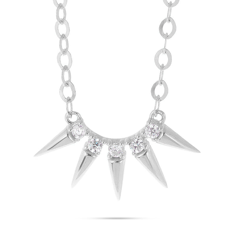 14K Yellow Gold Diamond 0.10ct Spike Design Necklace