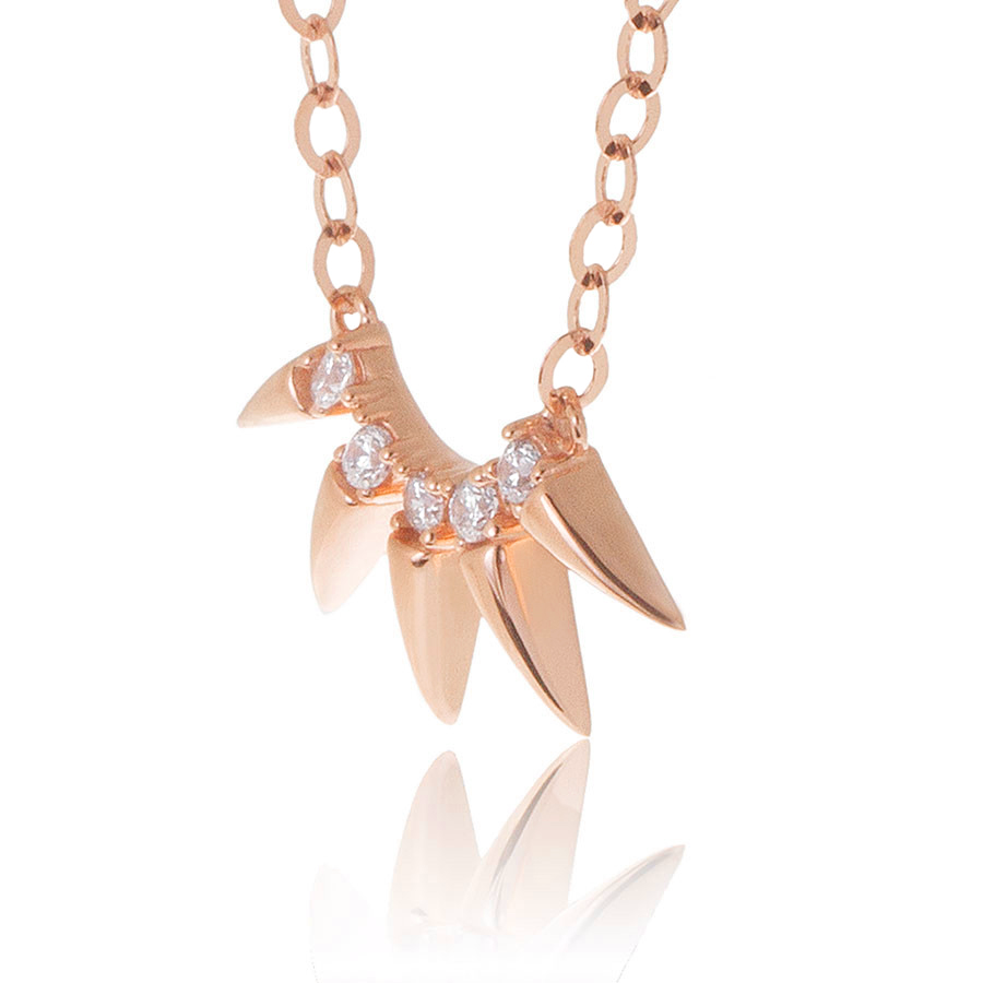 14K Yellow Gold Diamond 0.10ct Spike Design Necklace