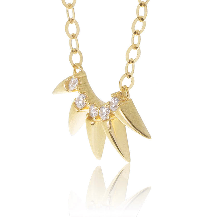 14K Yellow Gold Diamond 0.10ct Spike Design Necklace
