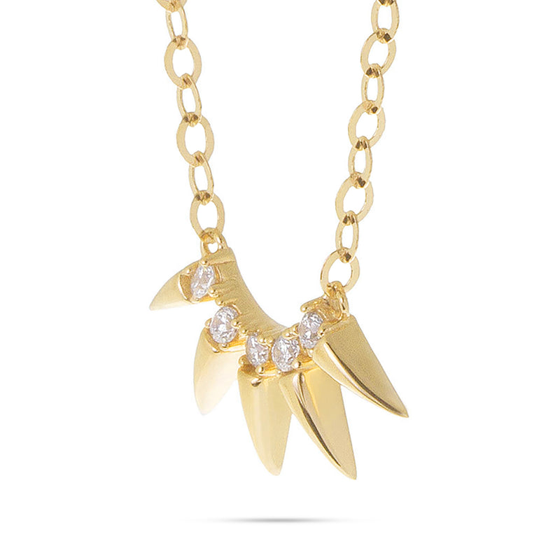 14K Yellow Gold Diamond 0.10ct Spike Design Necklace