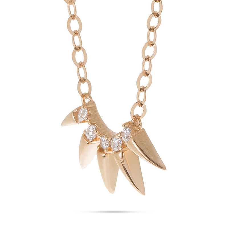 14K Yellow Gold Diamond 0.10ct Spike Design Necklace