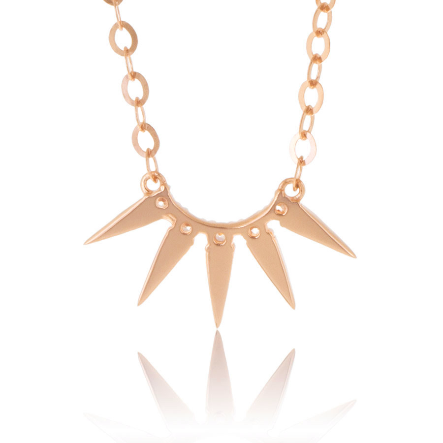 14K Yellow Gold Diamond 0.10ct Spike Design Necklace