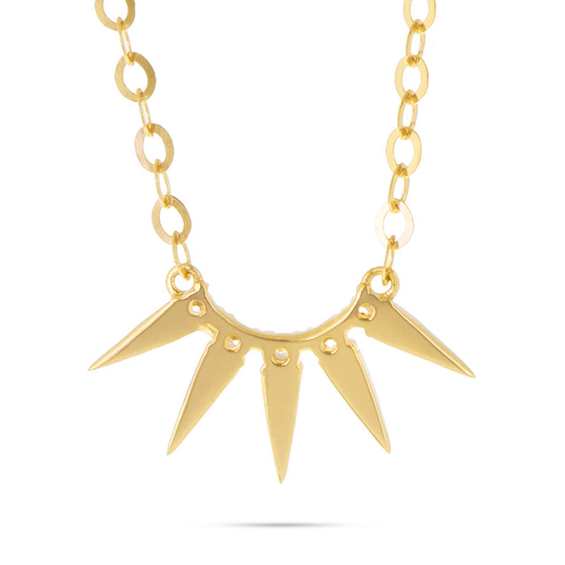 14K Yellow Gold Diamond 0.10ct Spike Design Necklace