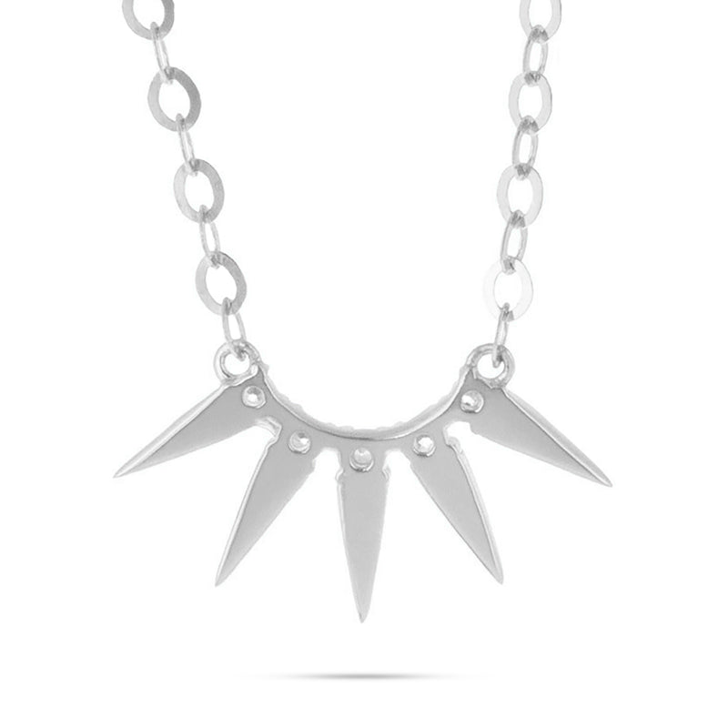 14K Yellow Gold Diamond 0.10ct Spike Design Necklace