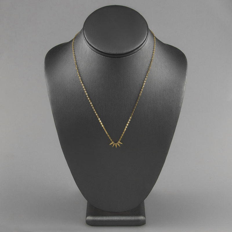 14K Yellow Gold Diamond 0.10ct Spike Design Necklace