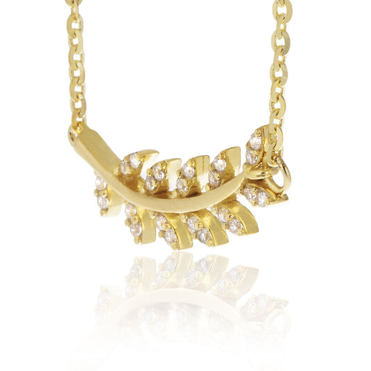 14k Yellow Gold Diamond Leaf Necklace