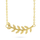 14k Yellow Gold Diamond Leaf Necklace