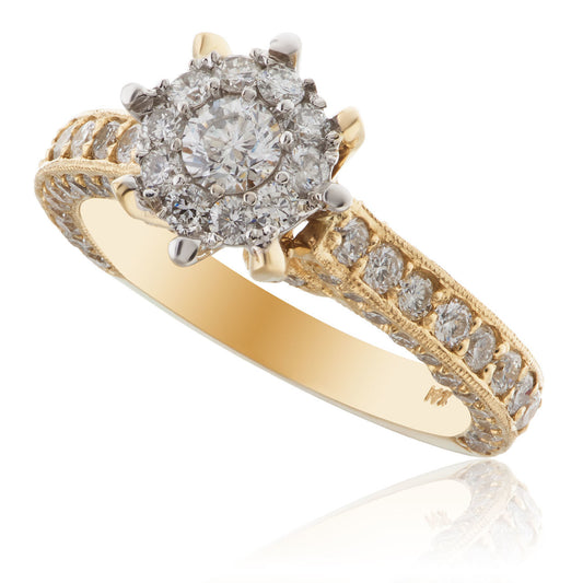 14K Yellow Gold 1.82ct Diamond Engagement Ring