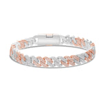 10K 8.5mm Two-Tone Diamond Cuban Bracelet