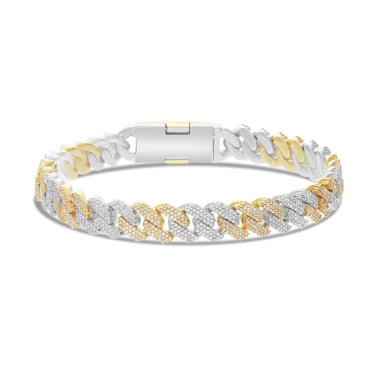 10K 8.5mm Two-Tone Diamond Cuban Bracelet